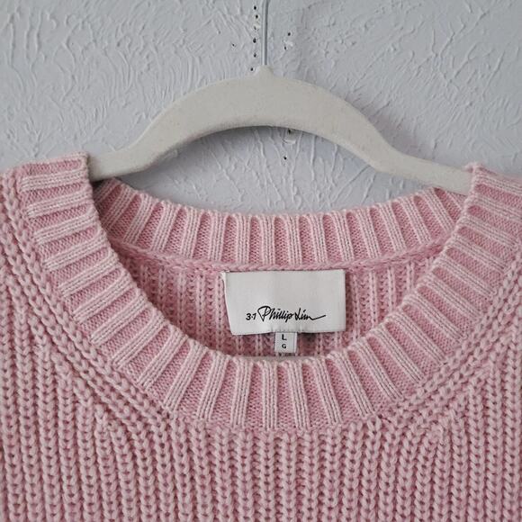 3.1 Philip Lim Women's Knitted Crewneck Mohair and Wool Sweater in Pink size L - Picture 3 of 8